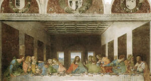 Cenacolo Vinciano, Refettorio del convento di Santa Maria delle Grazie, Milano. Autore Leonardo da Vinci. No Copyright